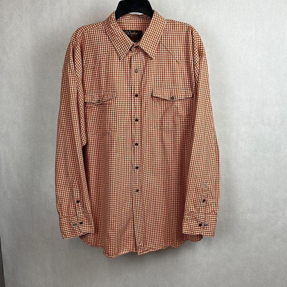 Walls Authentic Ranchwear Button Front Shirt Snaps Mens Size XL Long Sleeve 100%